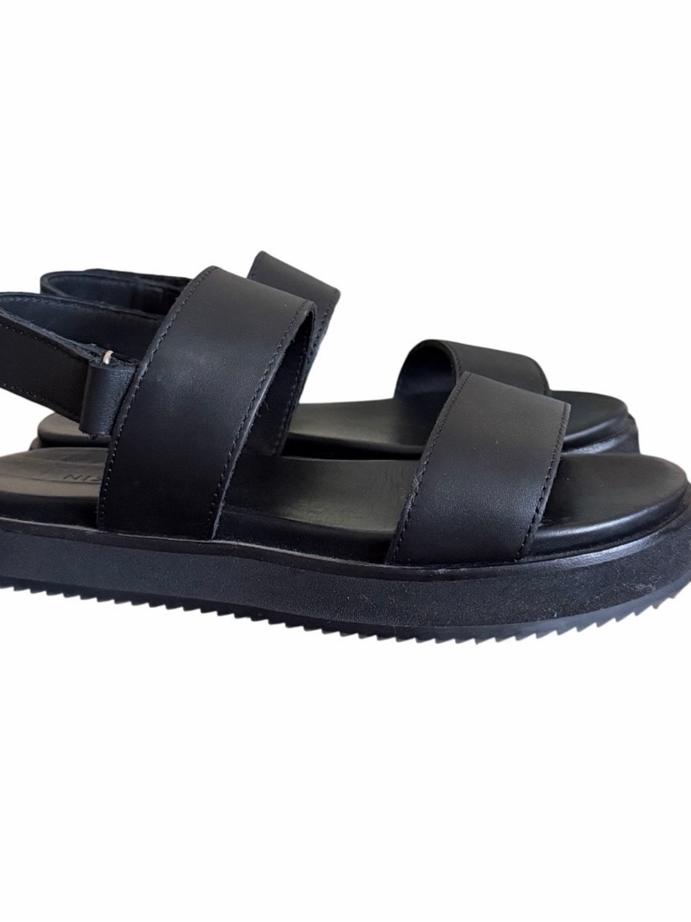 Nisolo Black Leather Double-Strap Platform Sandals